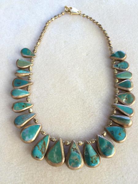 Turquoise with Gold Accents Necklace Set