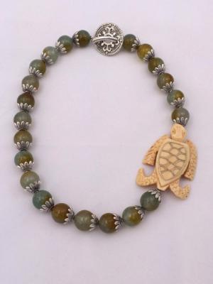 Agate with Carved Turtle Necklace