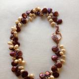 Copper and Gold Pearls with Copper Clasp